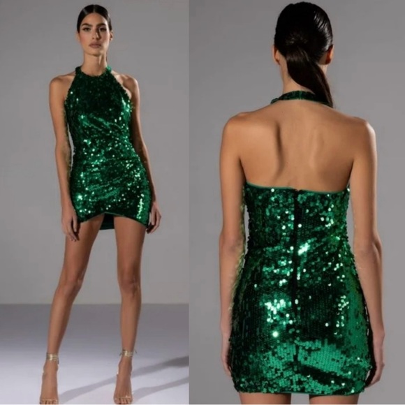 Ronny Kobo Draped Sequined Mini Dress - Picture 2 of 16